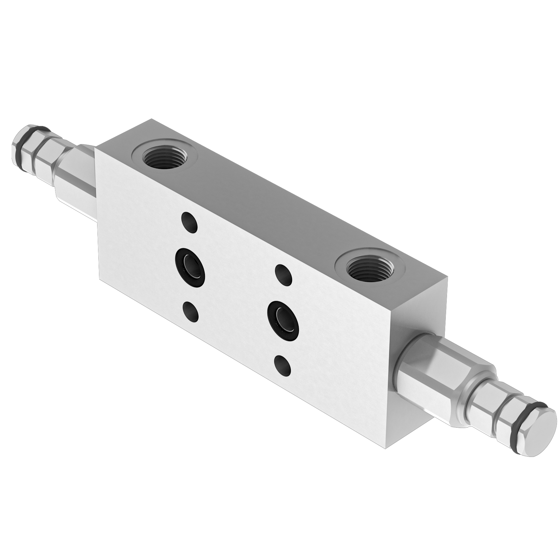 Double counterbalance valve for closed center, flanged version