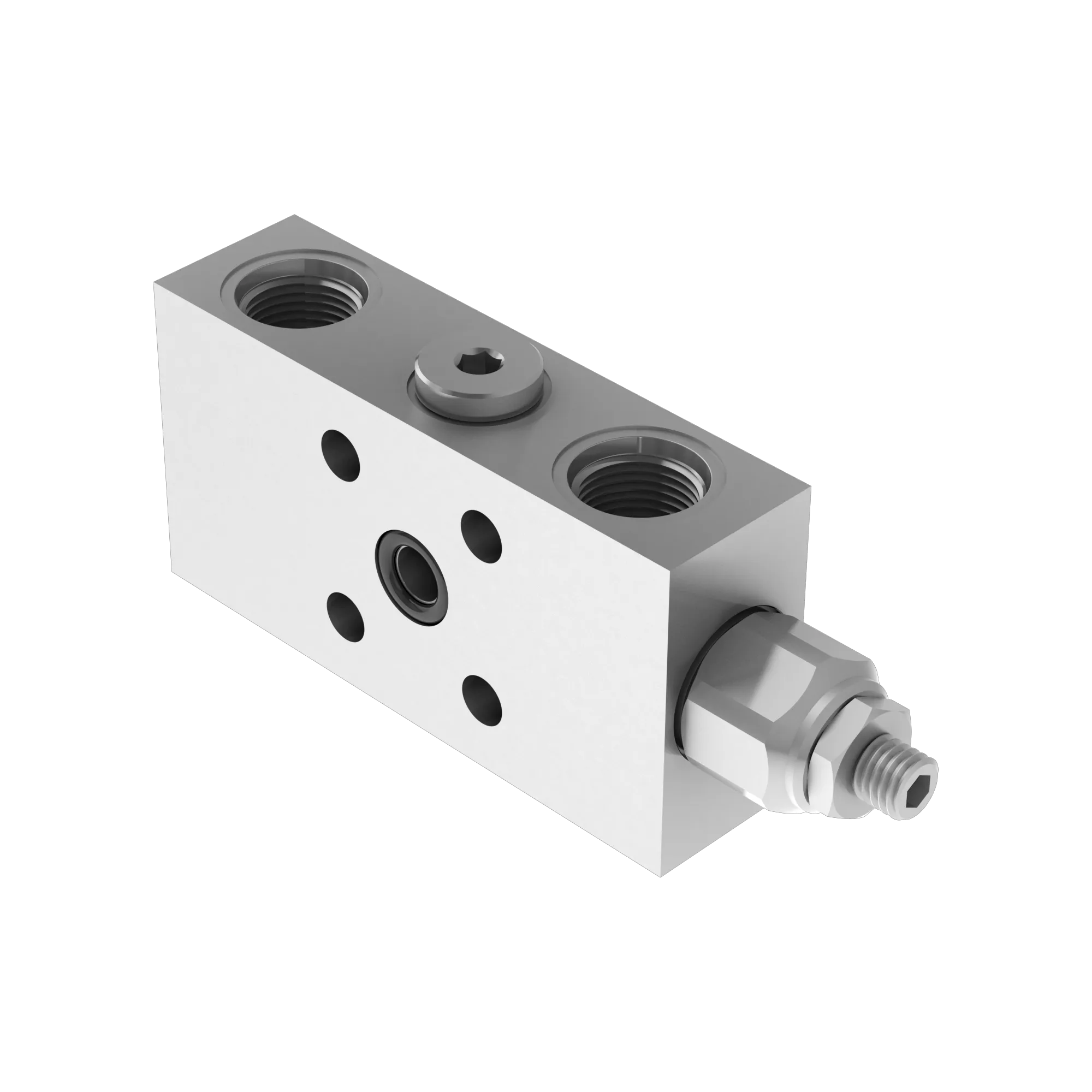 Single counterbalance valve for open center, single flanged version