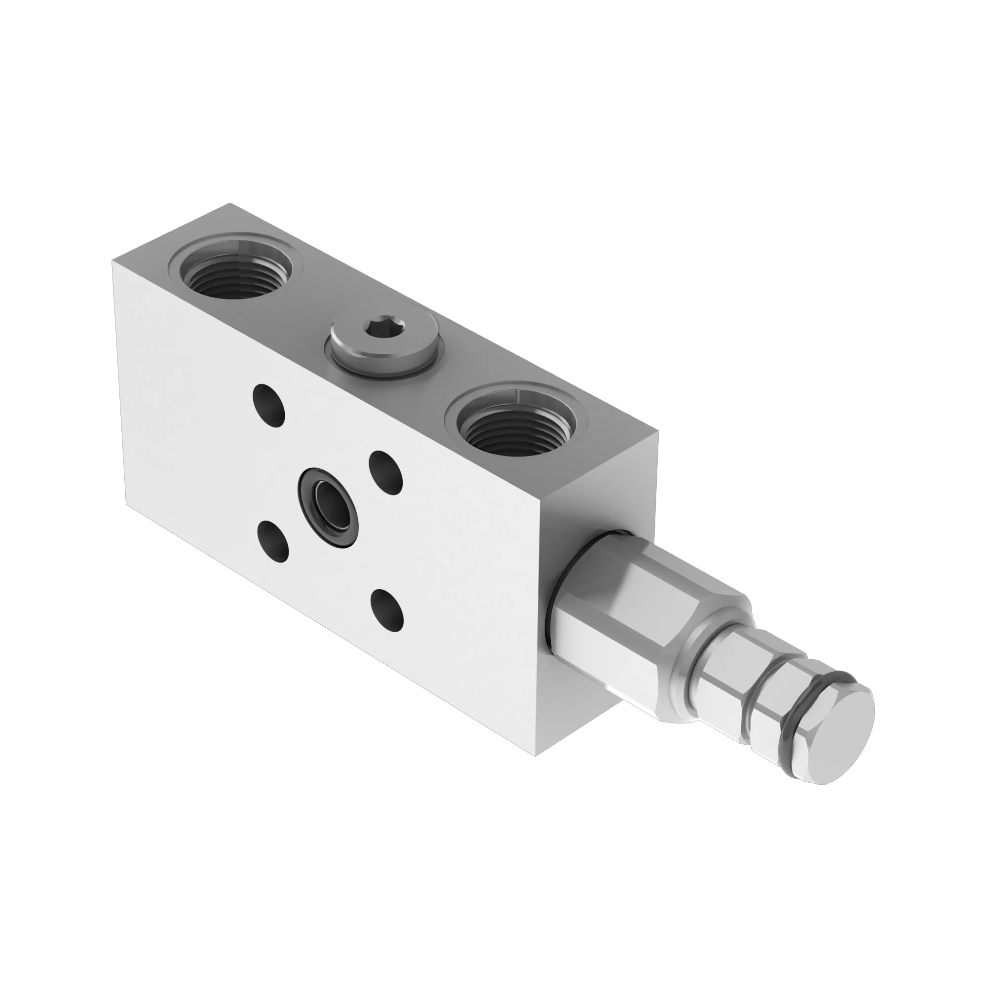Single counterbalance valve for closed center, single flanged version
