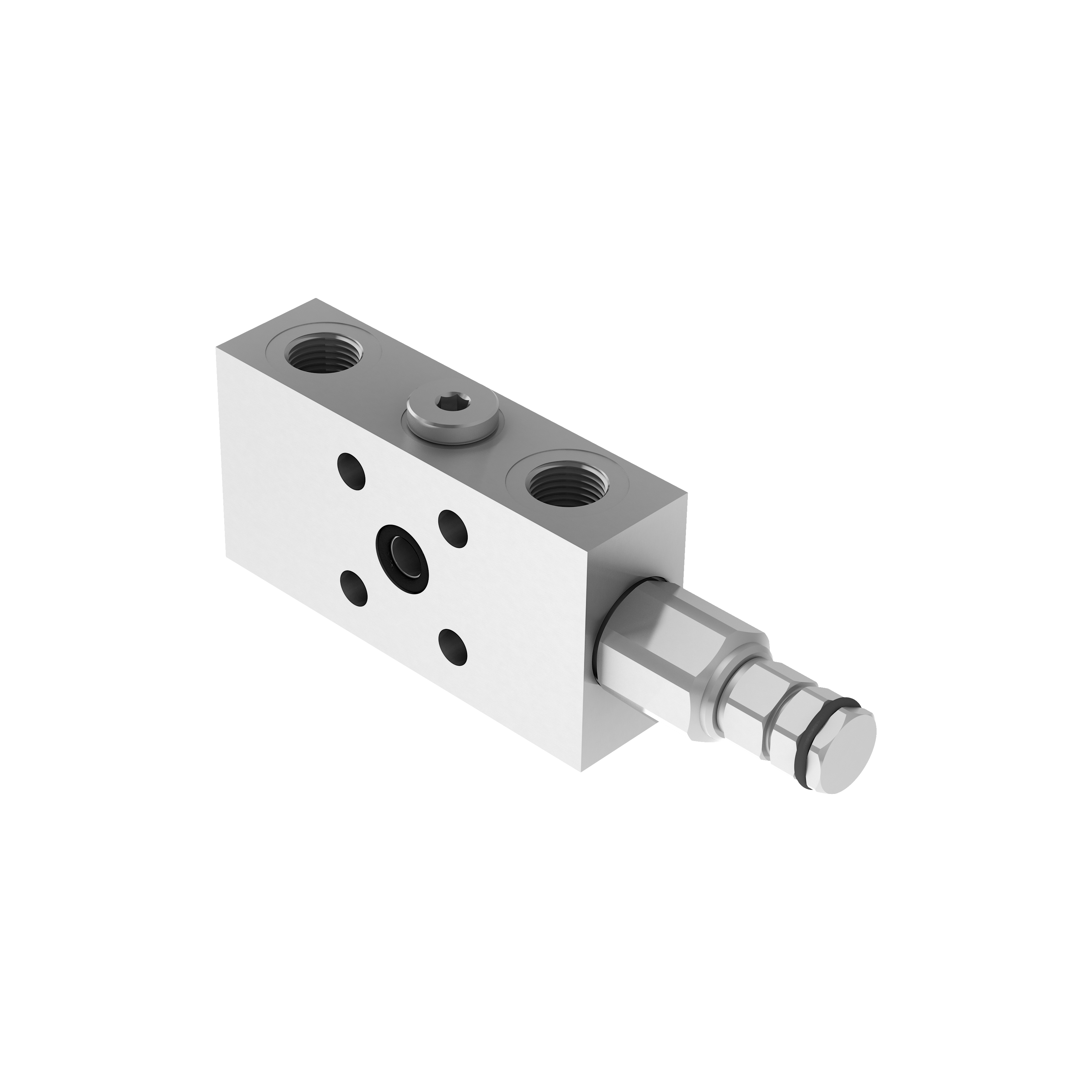 Single counterbalance valve for closed center, single flanged version